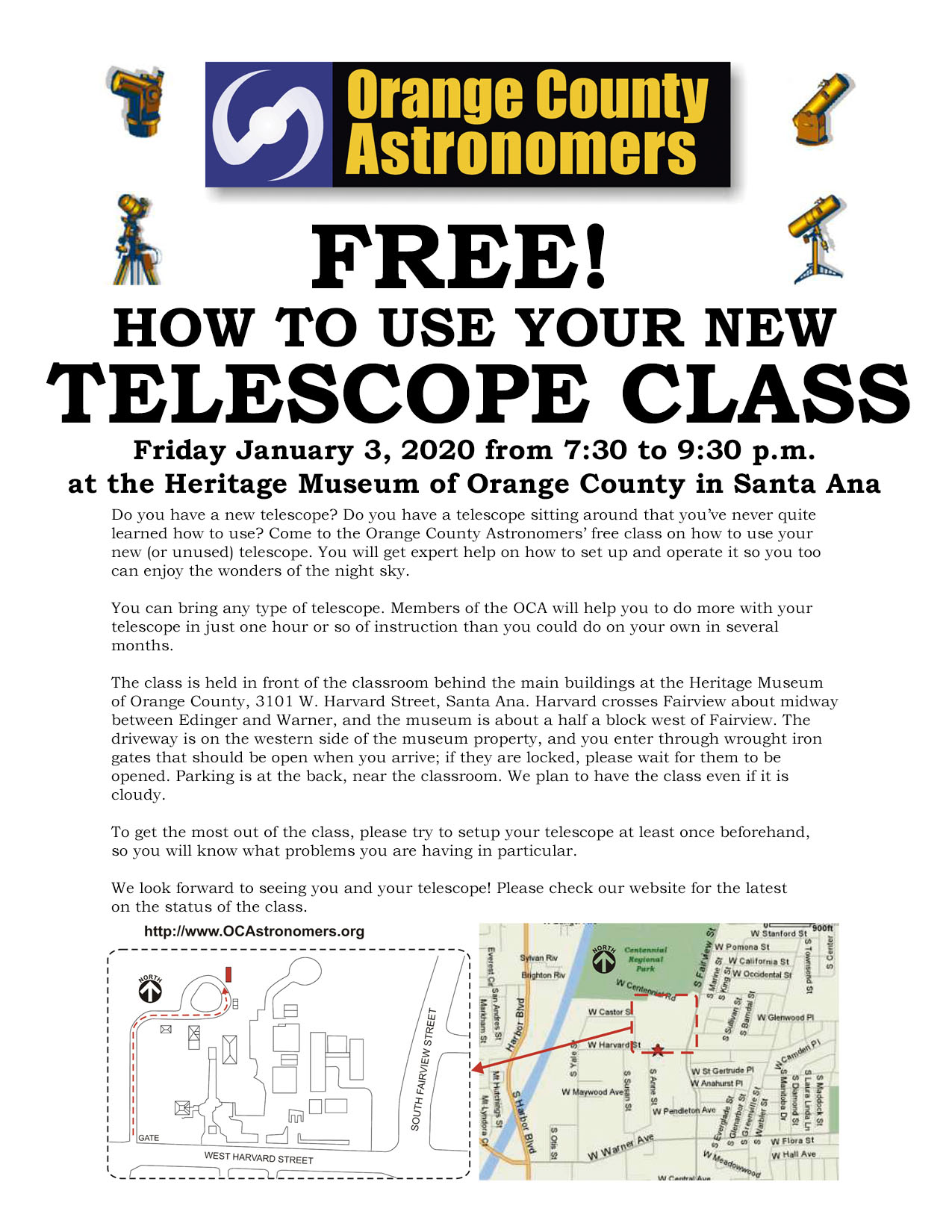 Free to All How to Use Your Telescope Class Orange County Astronomers